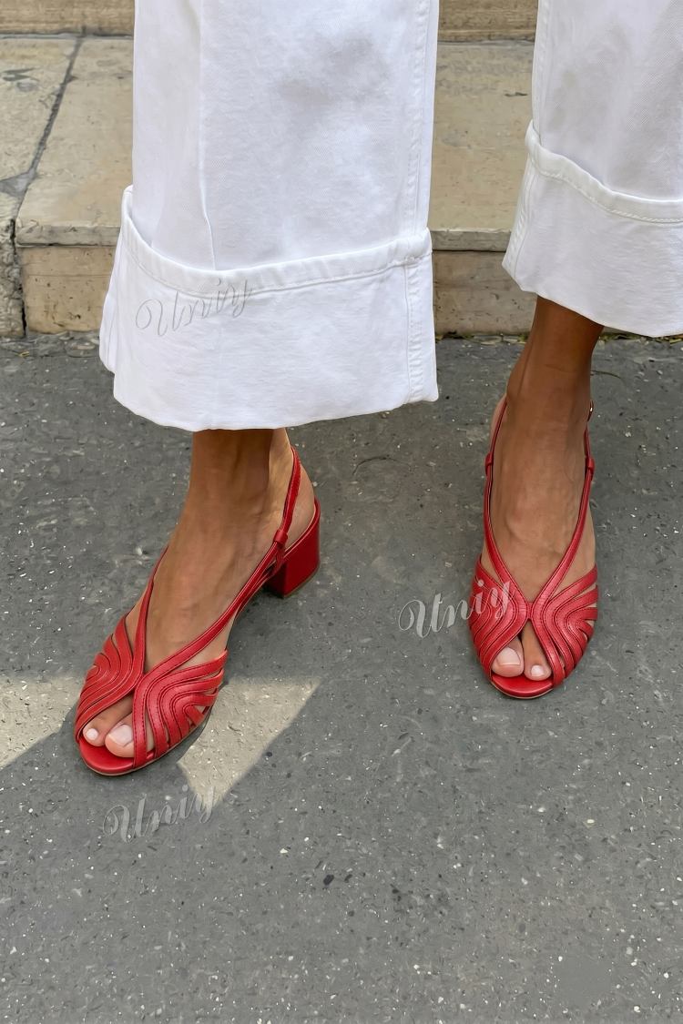 Anie | Woven Slingback Block Heels