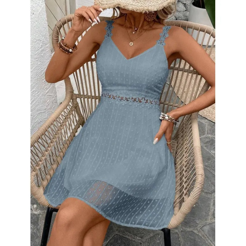 Marais | Swiss Dot Lace Trim Dress