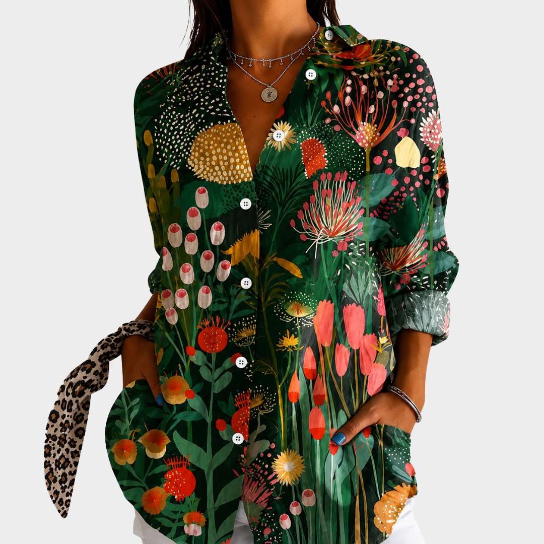 Brooke | Midnight Garden Statement Blouse