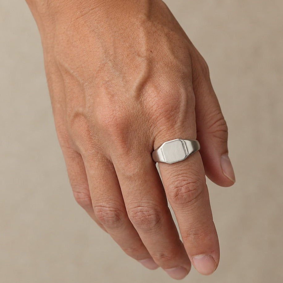 Sovereign Signet White Gold Ring
