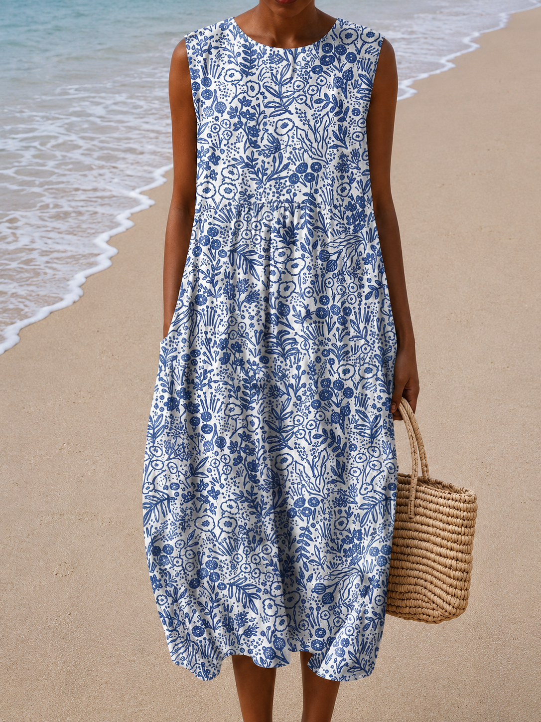 Ava - Sleeveless Midi Dress with Relaxed Fit for Women