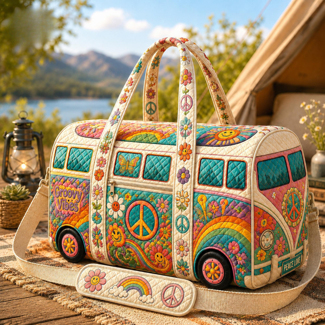 Groovy Vibes Quilted Travel Bag