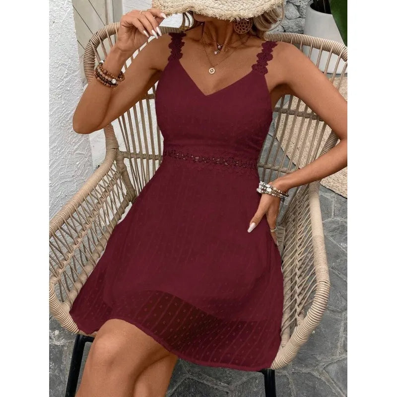 Marais | Swiss Dot Lace Trim Dress