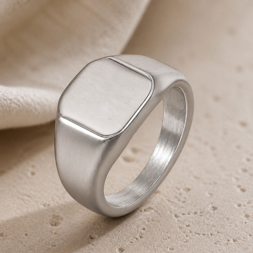 Sovereign Signet White Gold Ring
