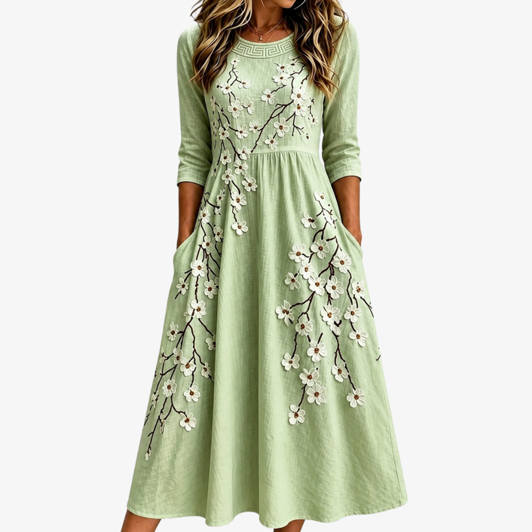 Sage Blossom Garden Dress