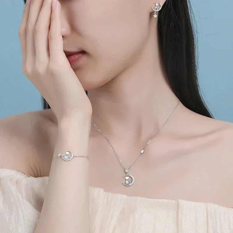 Timeless Moon & Star Cat Earrings