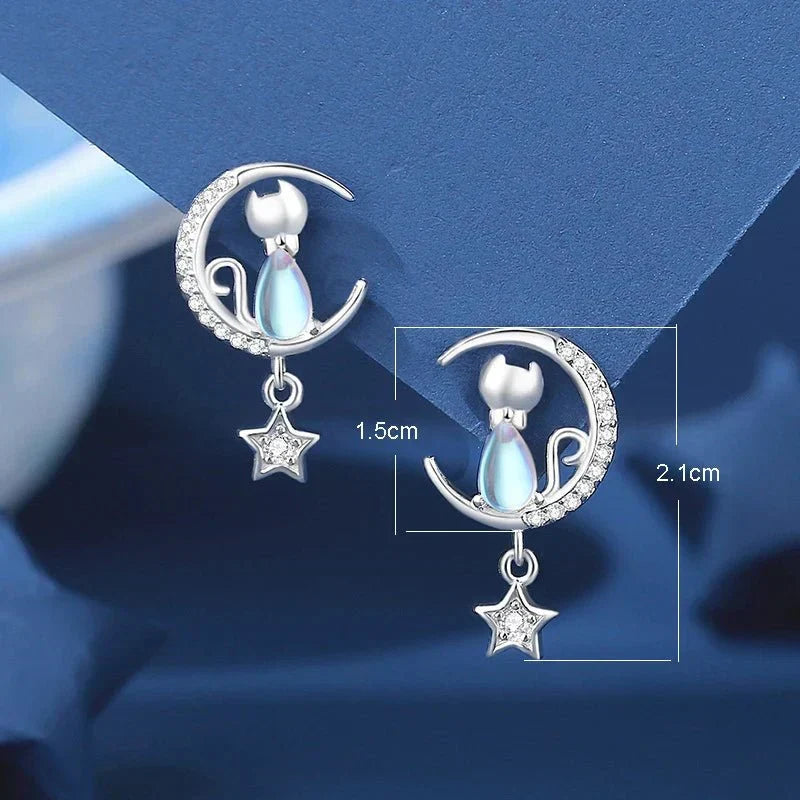 Timeless Moon & Star Cat Earrings