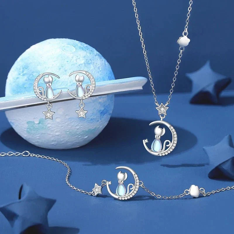 Timeless Moon & Star Cat Earrings