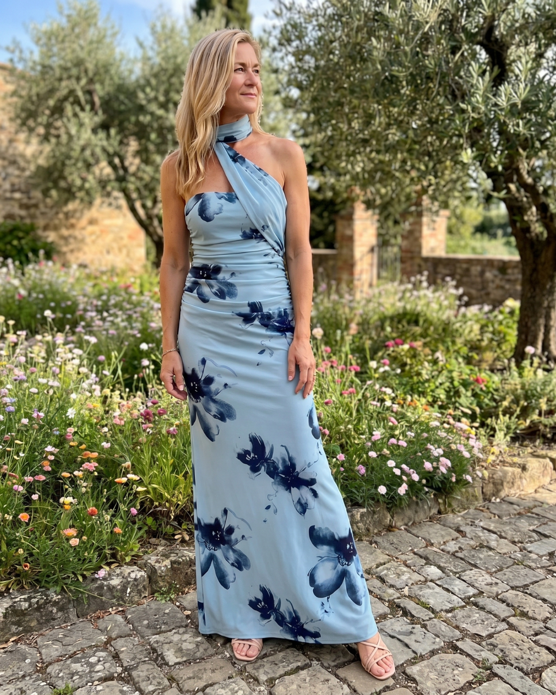 Aurelia | One-Shoulder Halter Maxi Dress