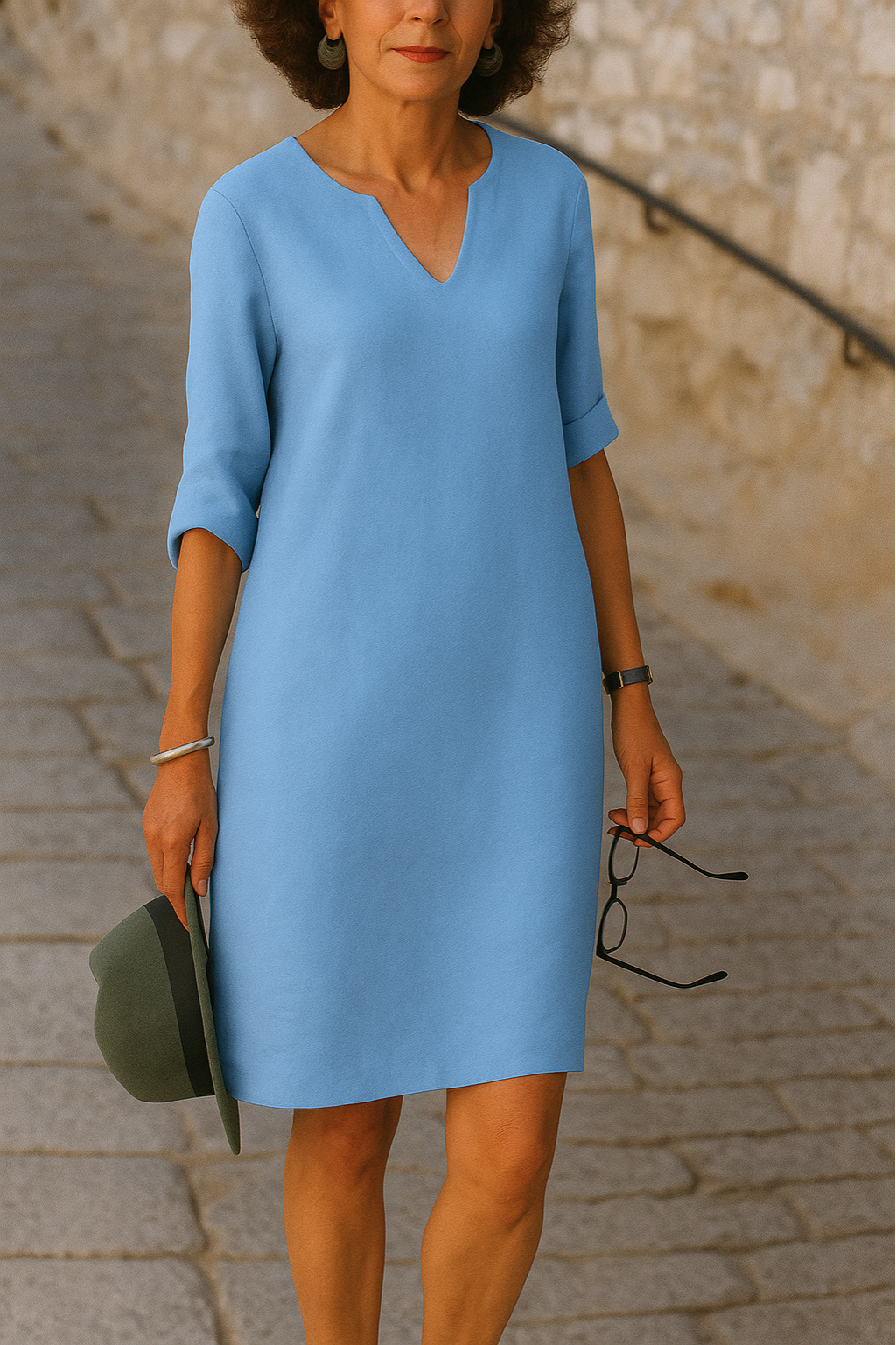 Adriana | Elegant V-Neck Flowing Dress