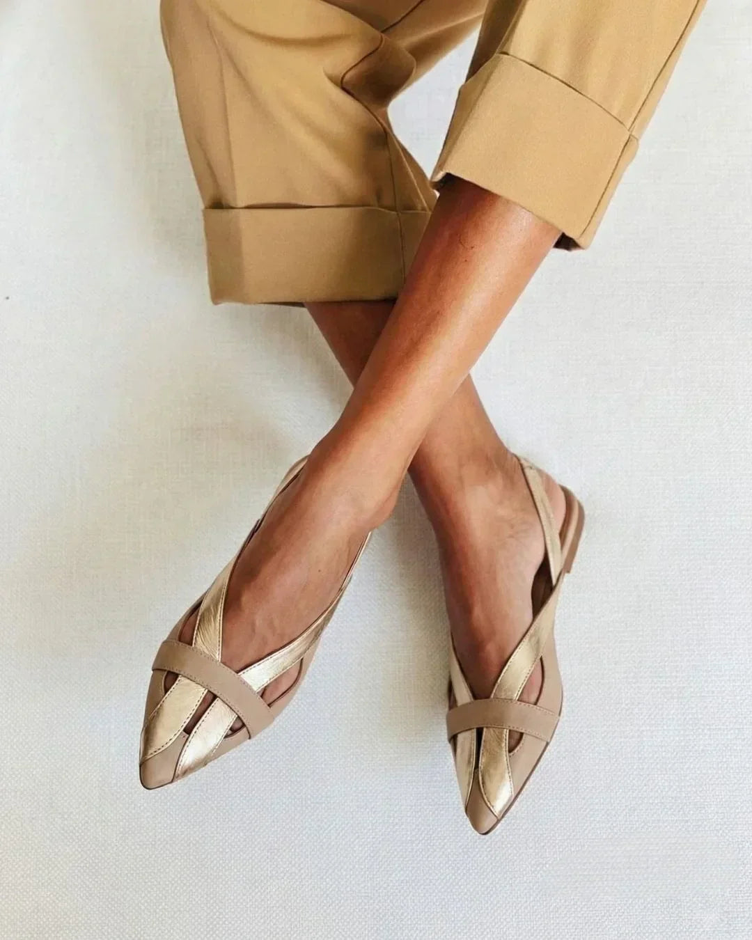 Olive | Pointed-Toe Slingback Flats