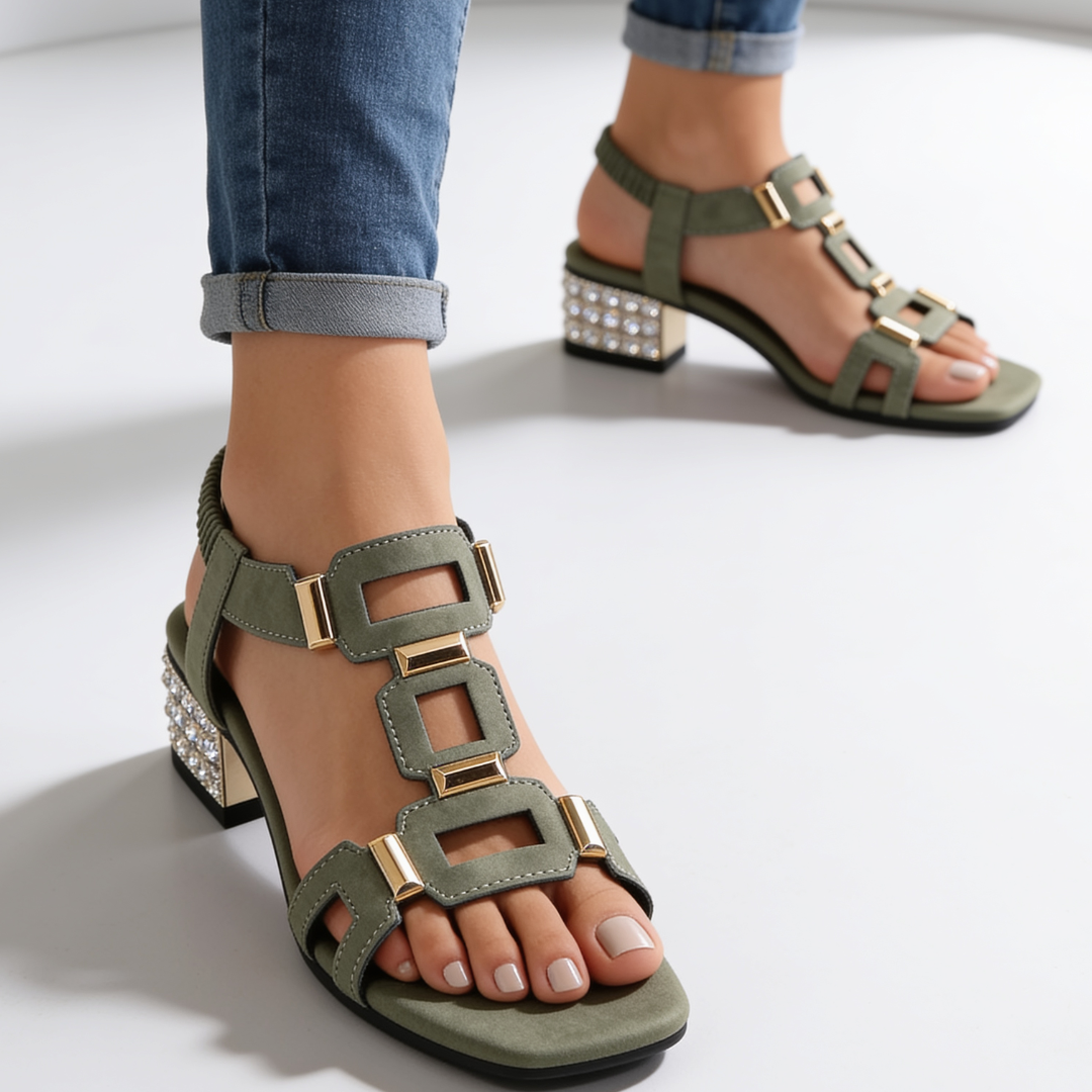Florence Crystal Heel Sandals