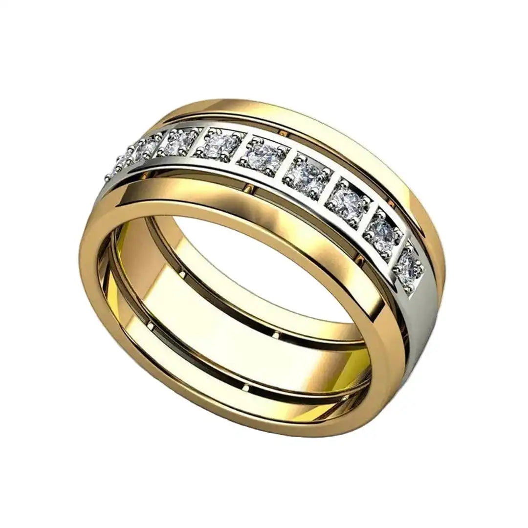 Two Tone Gold Zirconia Ring