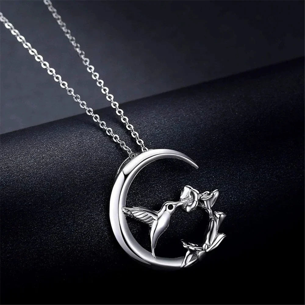 Moon Bird Vintage  Pendant Necklace