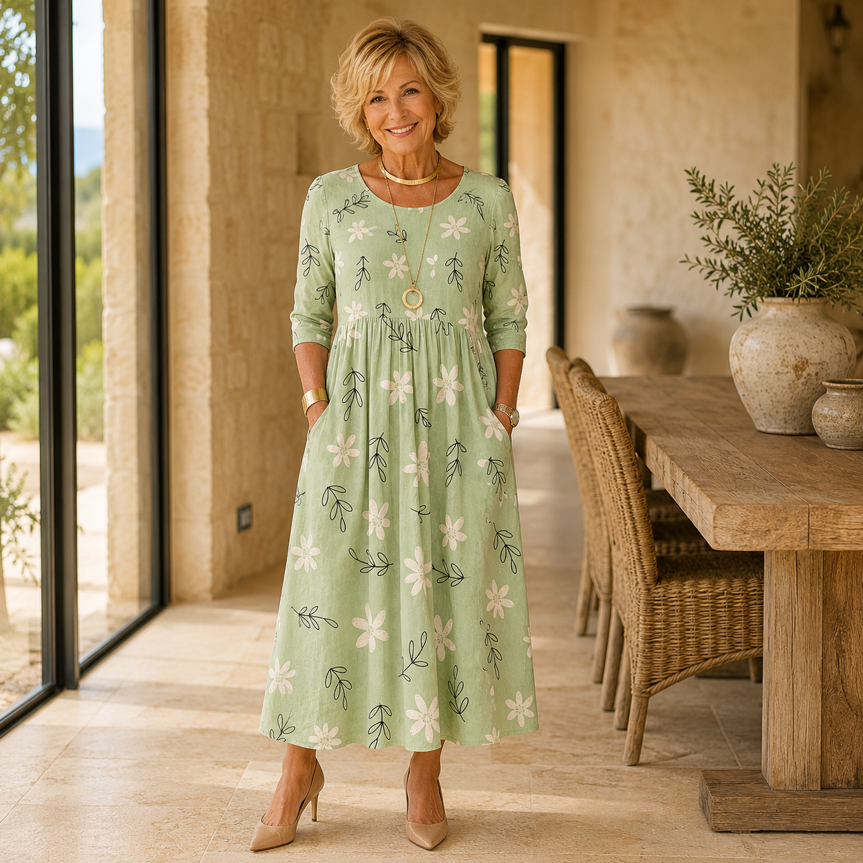 Sage Blossom Everyday Dress
