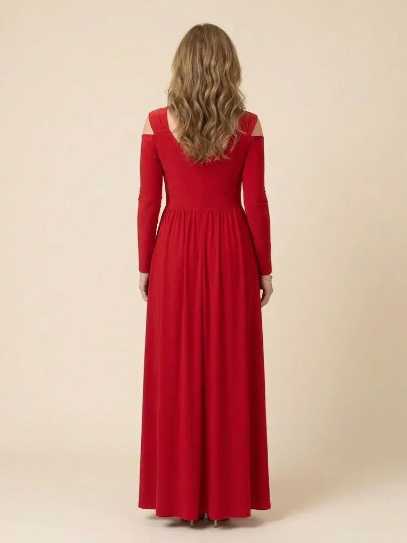 Althea | Robe longue fendue à manches longues et col en V