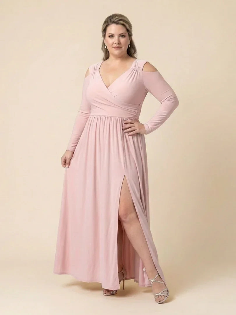 Althea | Robe longue fendue à manches longues et col en V