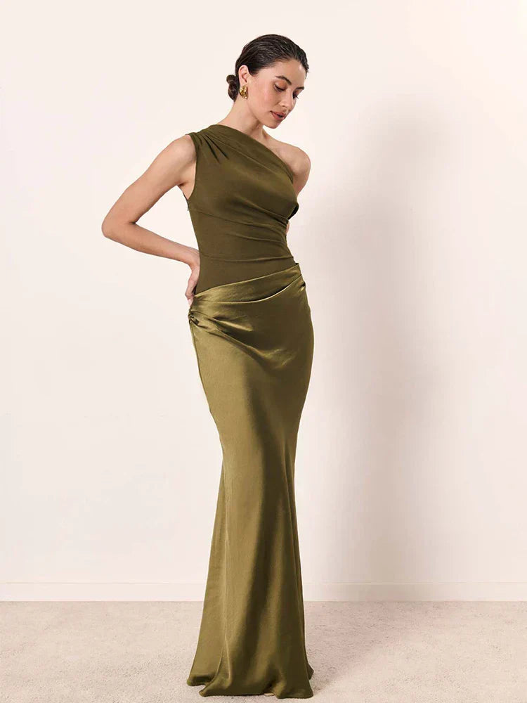Alma | Satin Gilt Maxi Dress