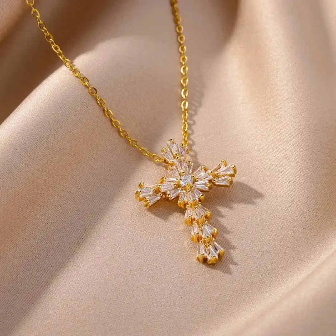 Cubic Zirconia Cross Necklace