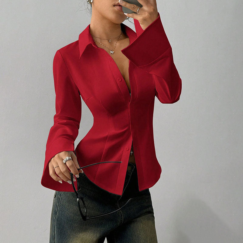 Elena | Tailored V-Neck Blouse