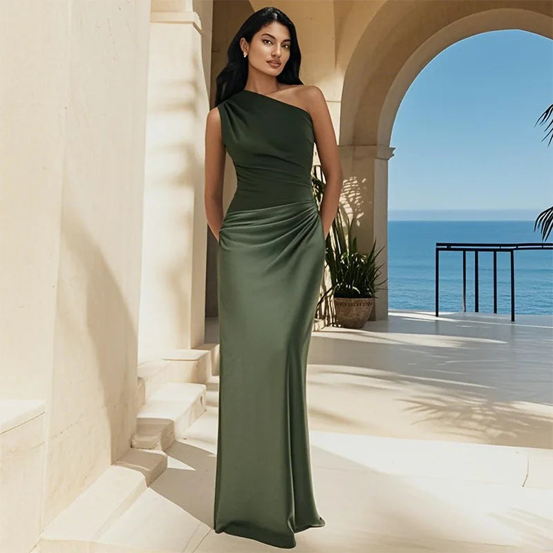 Alma | Satin Gilt Maxi Dress