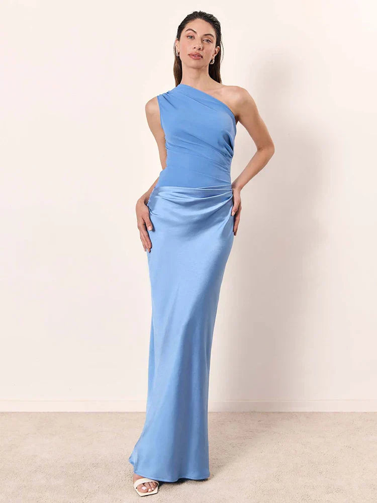 Alma | Satin Gilt Maxi Dress