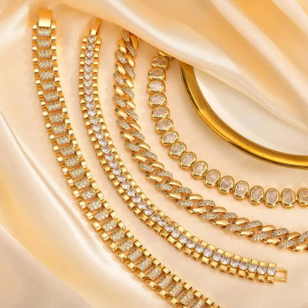 Gold Cubic Zirconia Bracelet Set