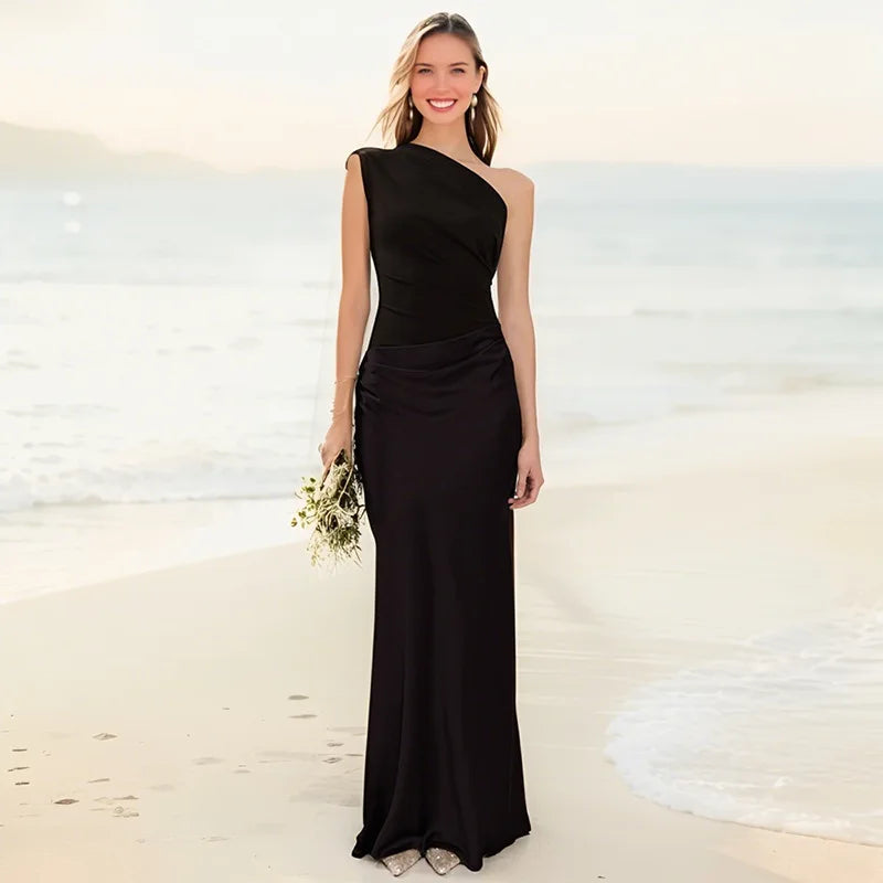 Alma | Satin Gilt Maxi Dress