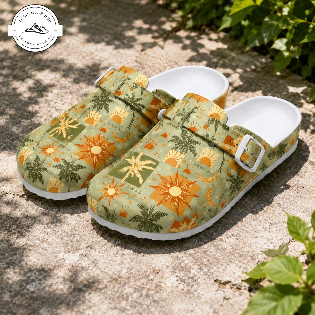 Tropical Sun & Palm Tree Nurse Clogs