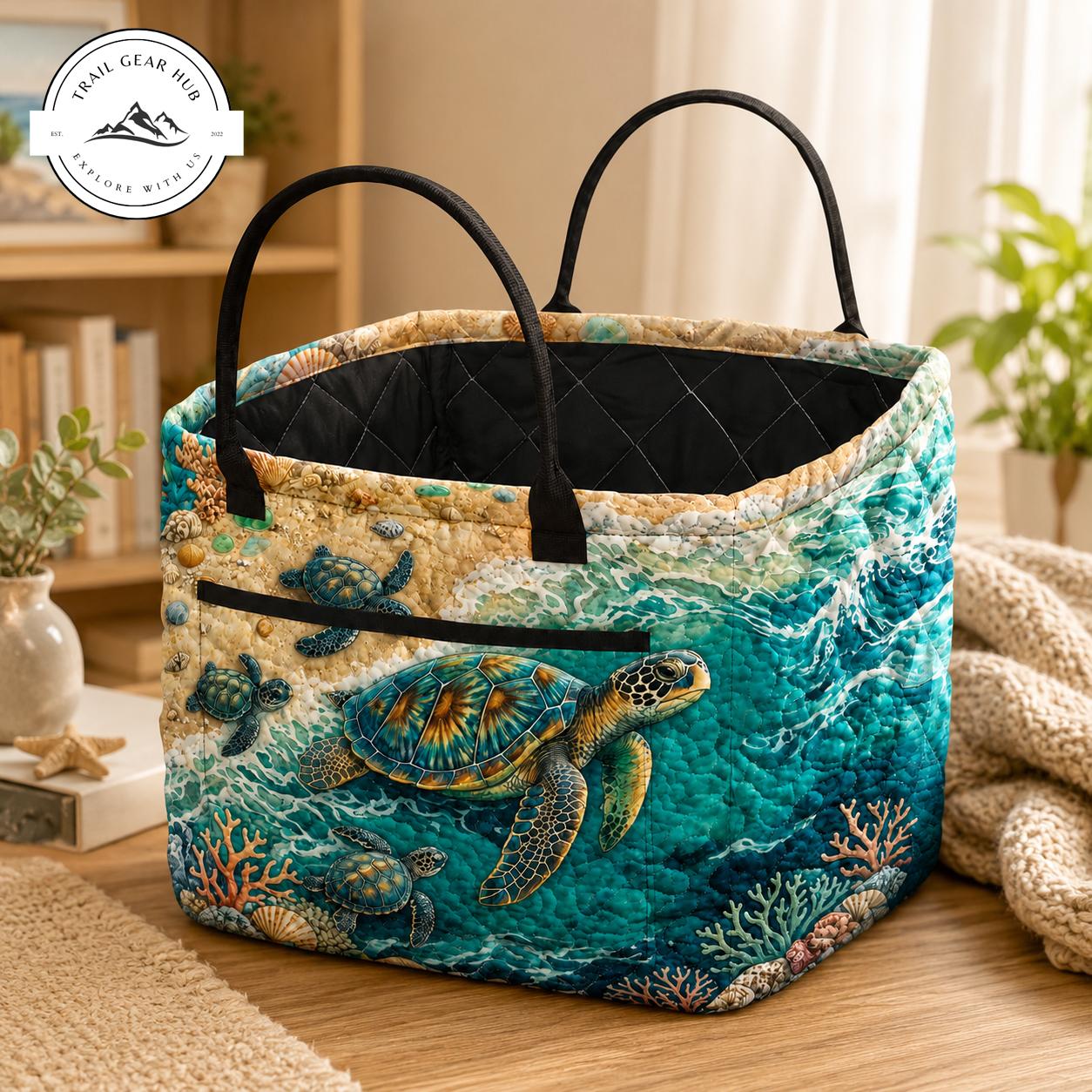 Ocean Turtle Quilted Storage Basket TG47