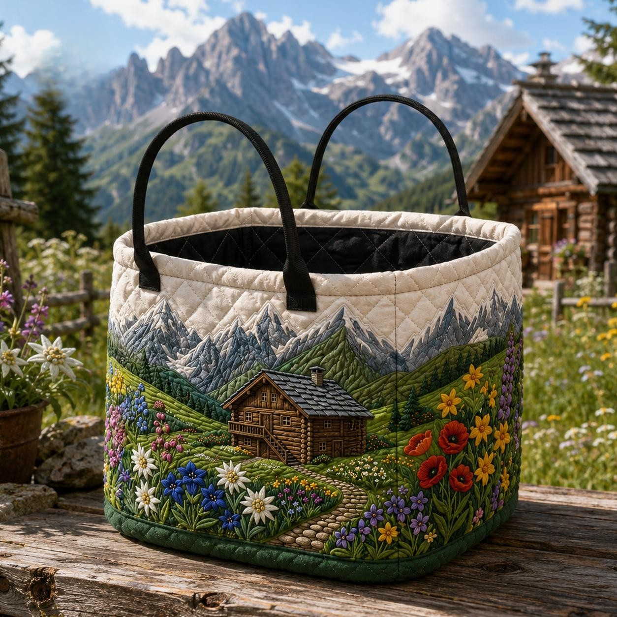Mountain Cabin Quilted Storage Basket