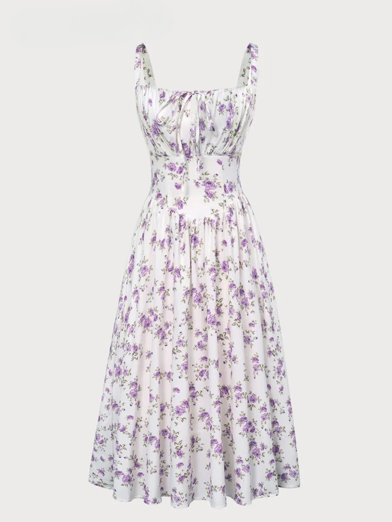 Amelia | Floral Square Neck Midi Dress