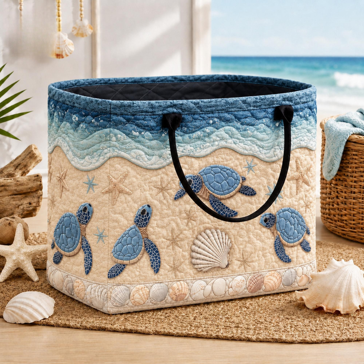 Beach Quilted Storage Basket