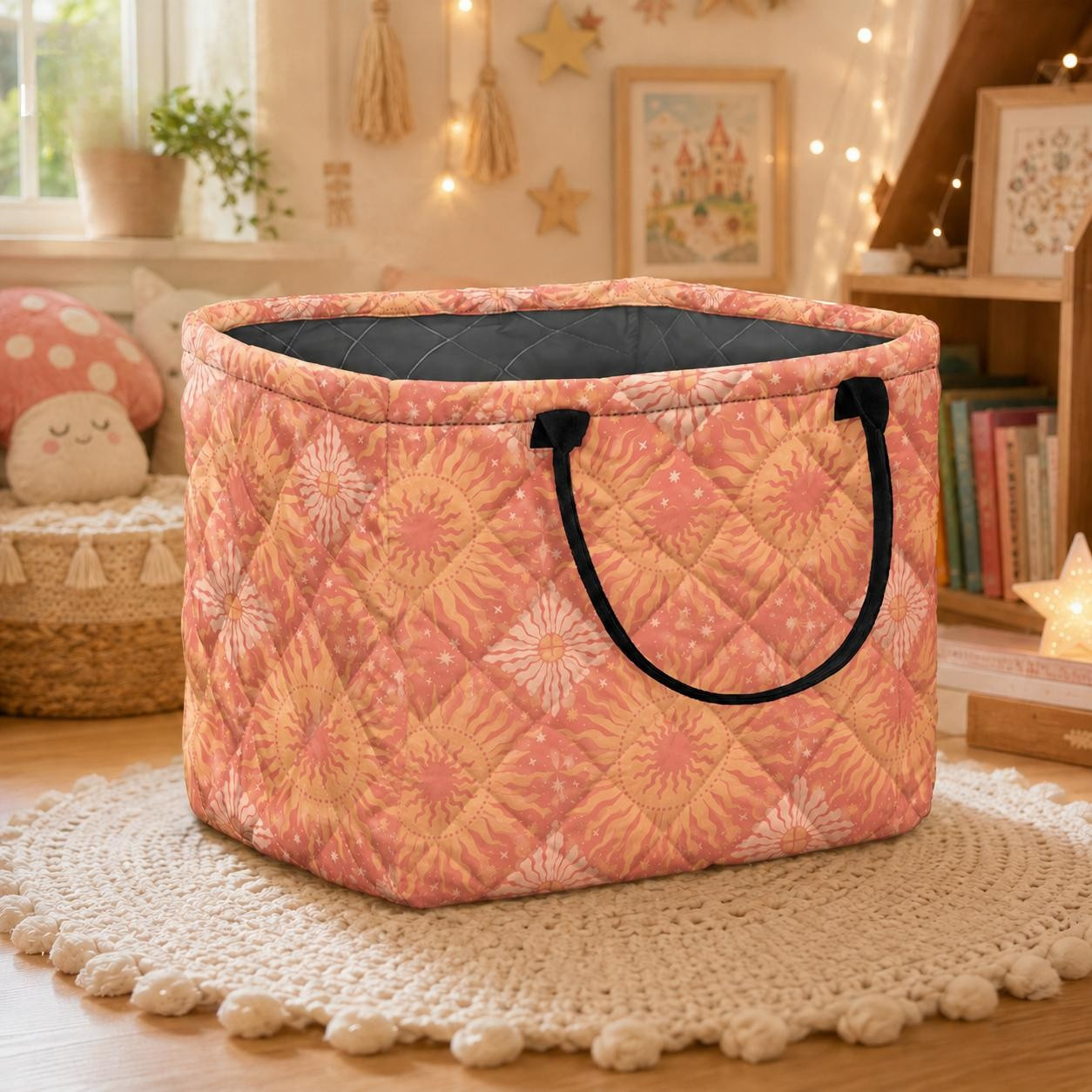 Boho Sun Quilted Storage Basket