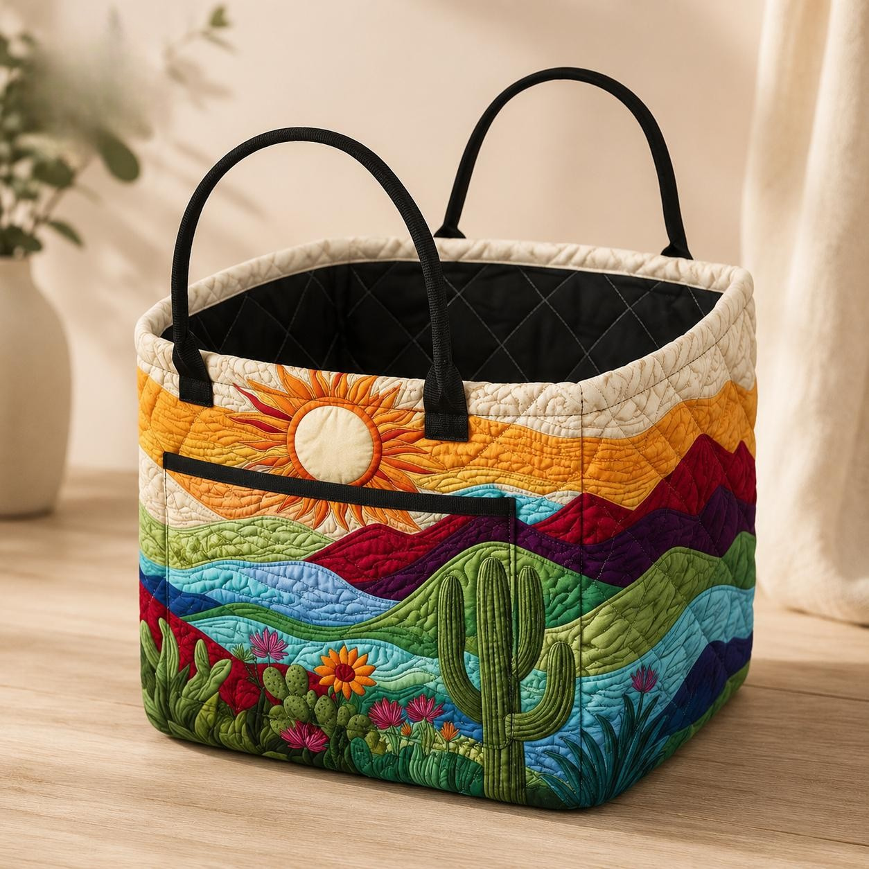 Desert Landscape Quilted Storage Basket