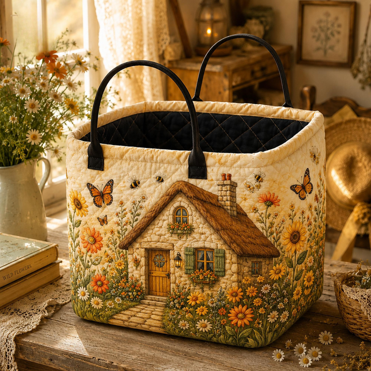 Cottagecore Quilted Storage Basket