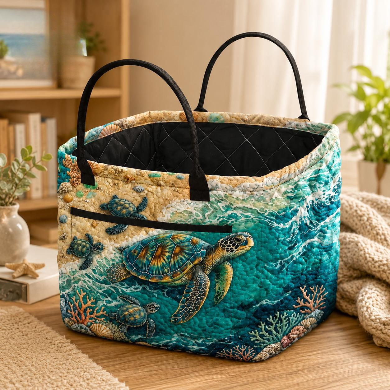 Blue Daisy Personalized Quilted Storage Basket