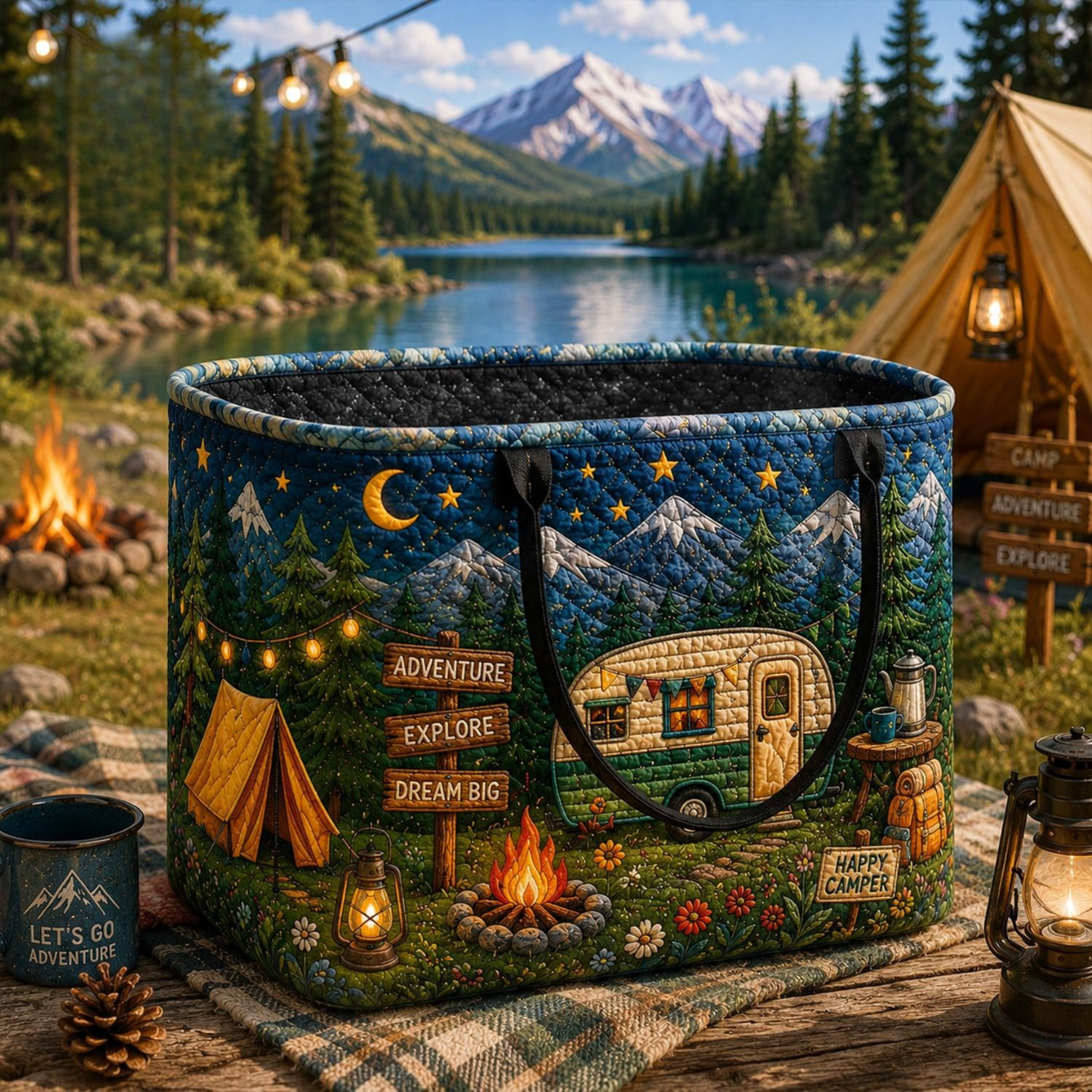 Camping Canvas Quilted Storage Basket
