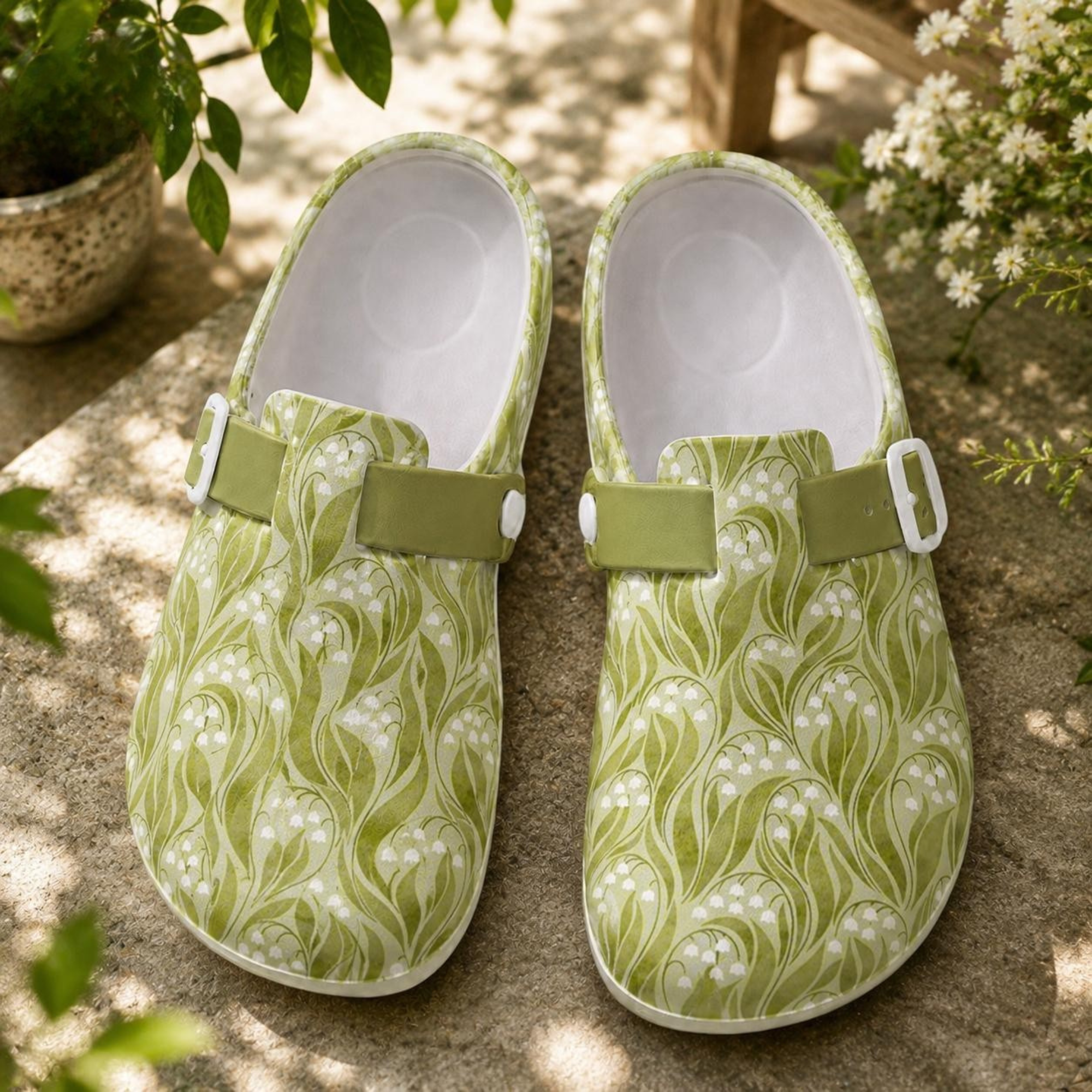 Lily of the Valley Garden Nurse Clogs