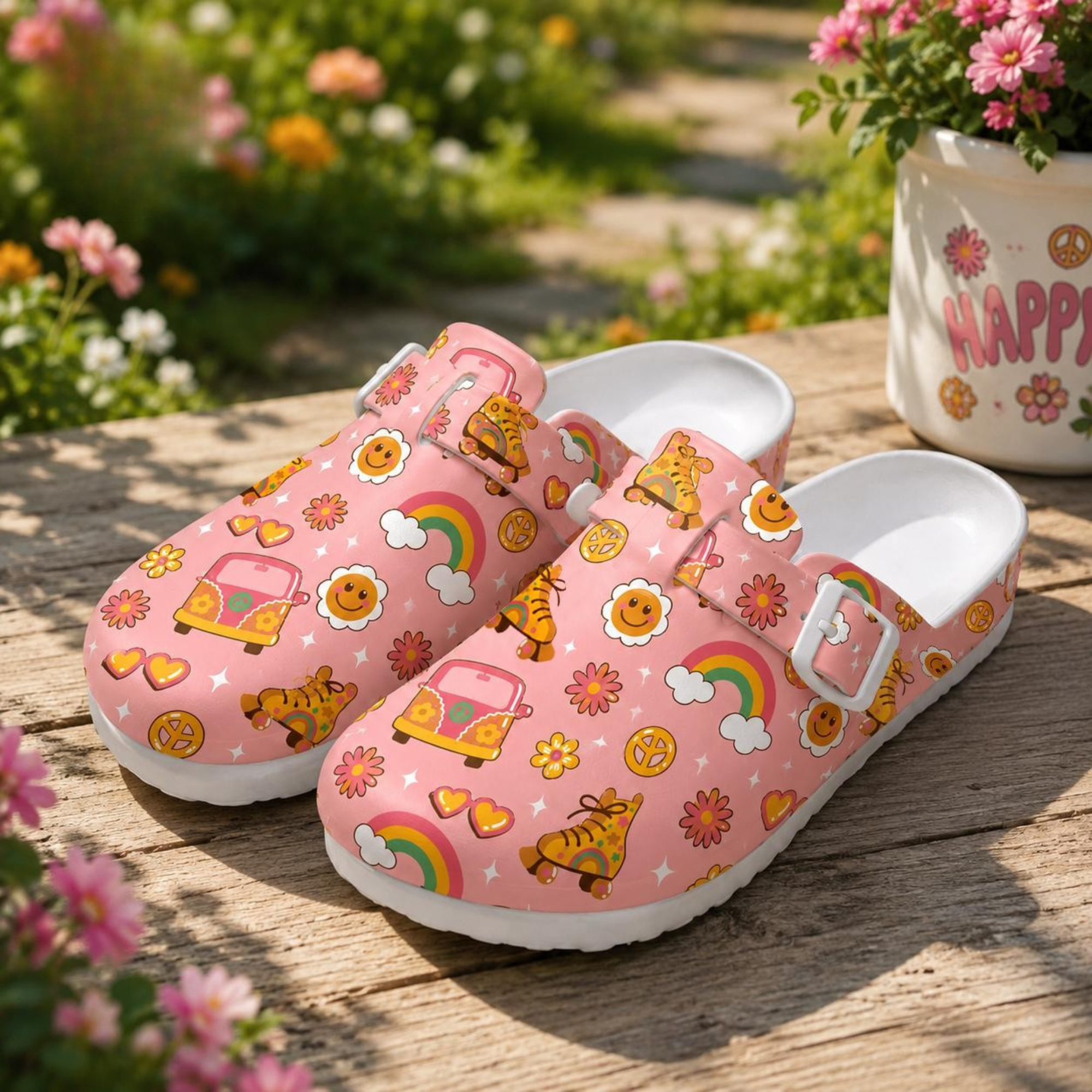 Retro Hippie Summer Nurse Clogs