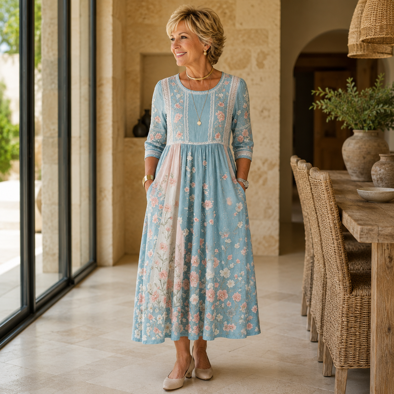 Spring Blossom Patchwork Midi