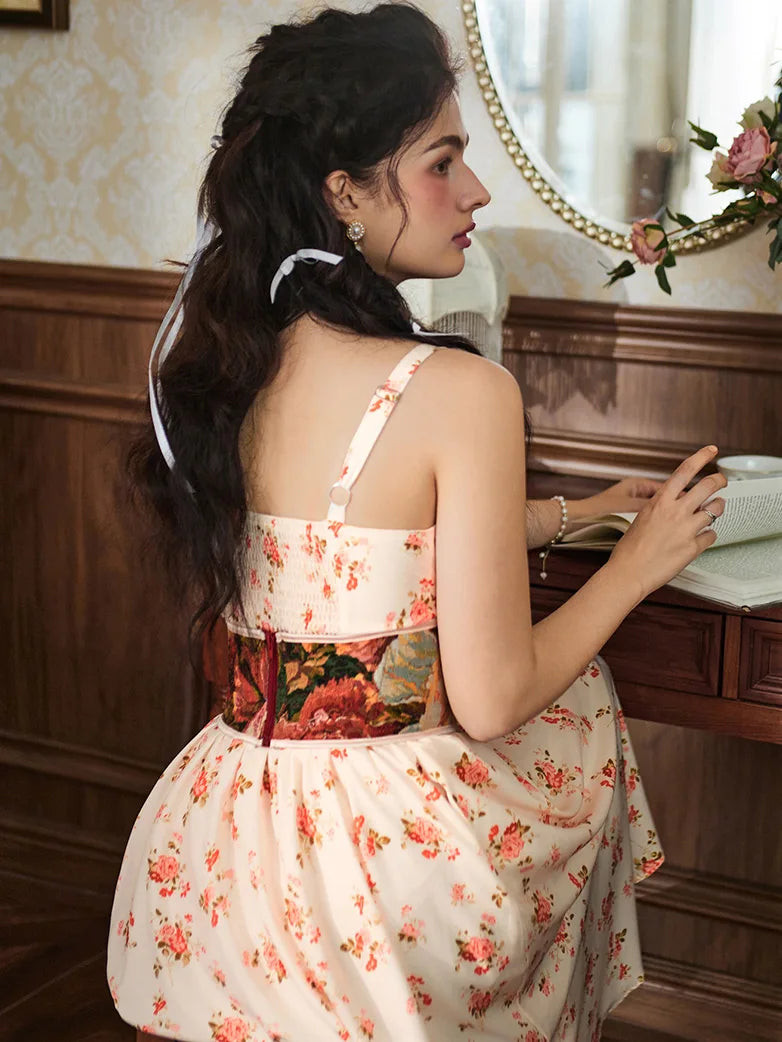Amelia | Floral Square Neck Midi Dress