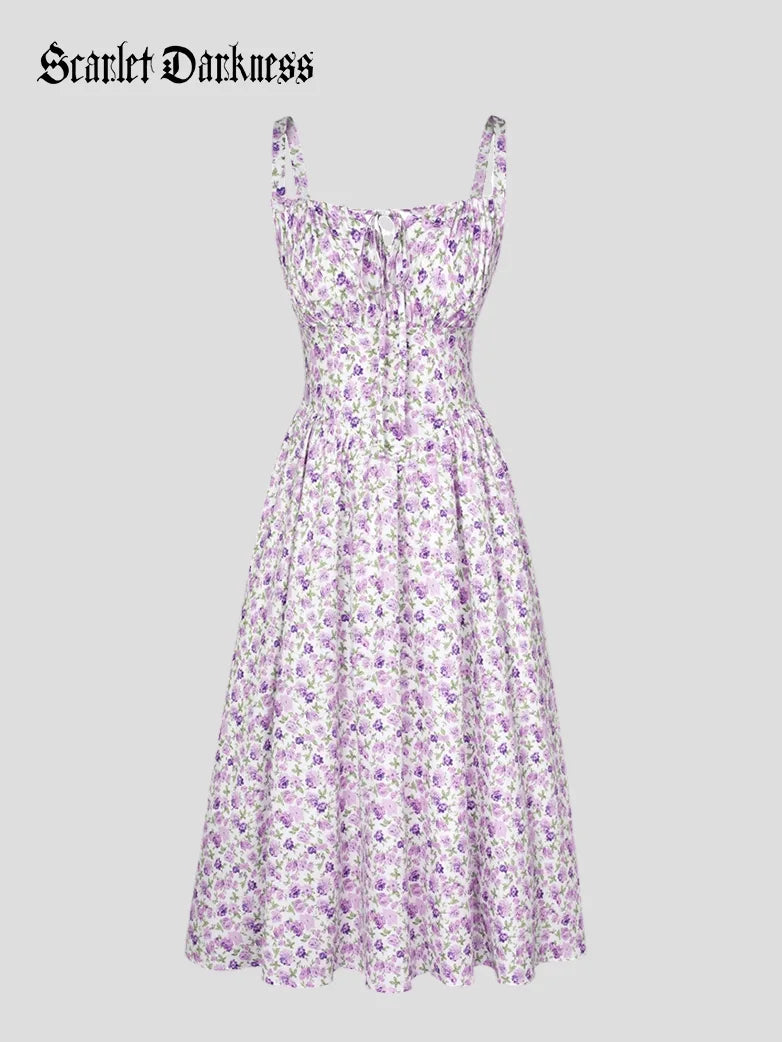 Amelia | Floral Square Neck Midi Dress