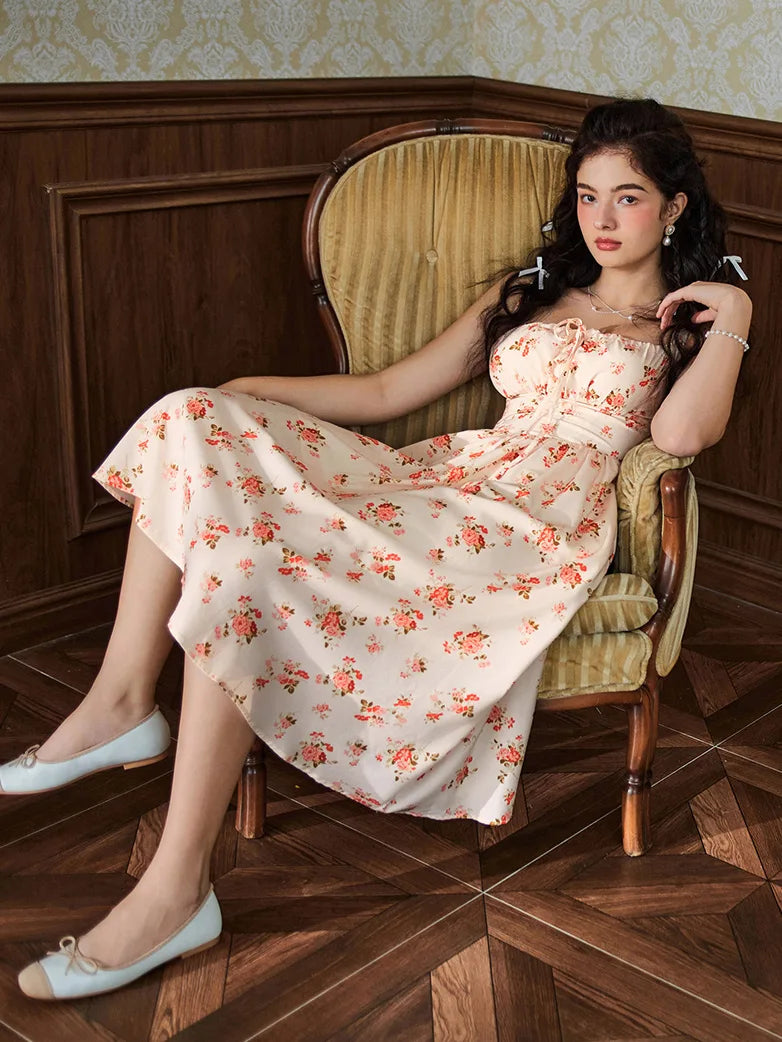 Amelia | Floral Square Neck Midi Dress