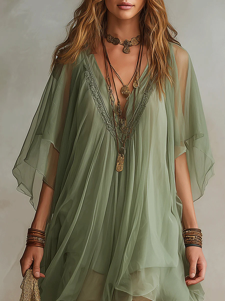 V-Neck Layered Mini Dress
