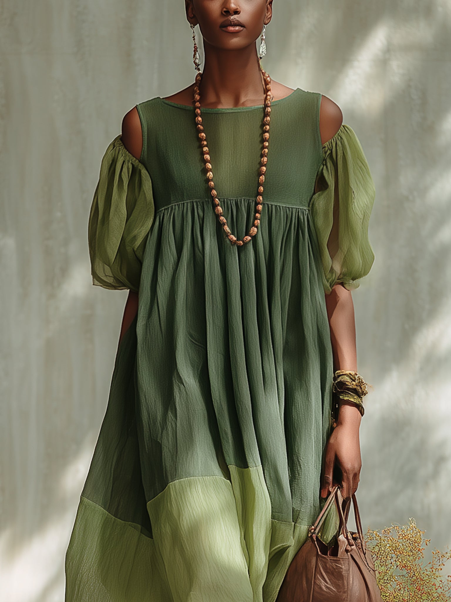 Sage Off Shoulder Midi Dress