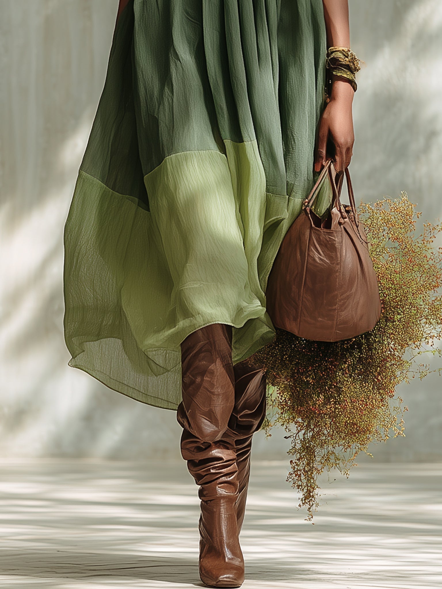 Sage Off Shoulder Midi Dress