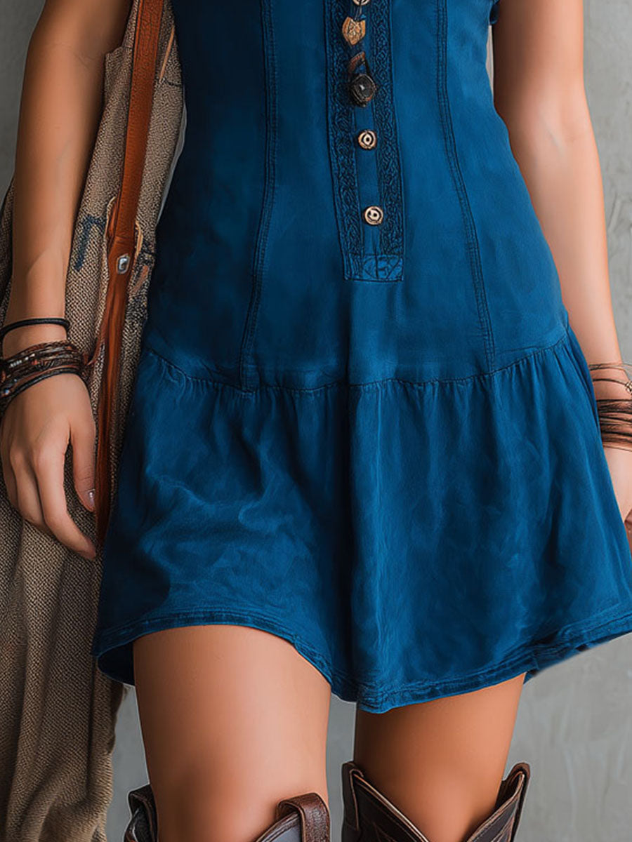 Bohemian Button Mini Dress