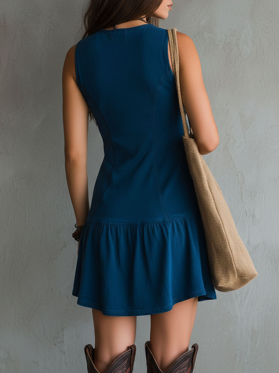 Bohemian Button Mini Dress