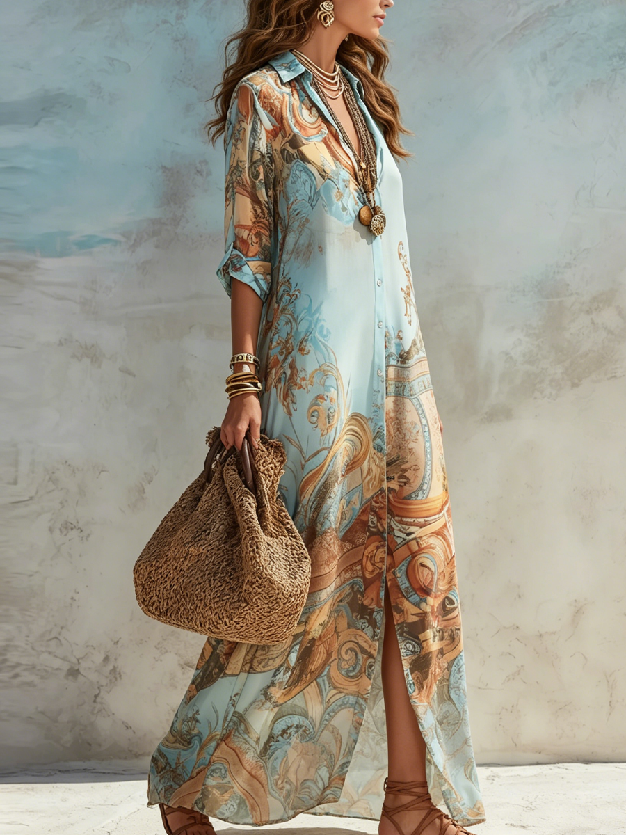 Azure Shirt Maxi Dress